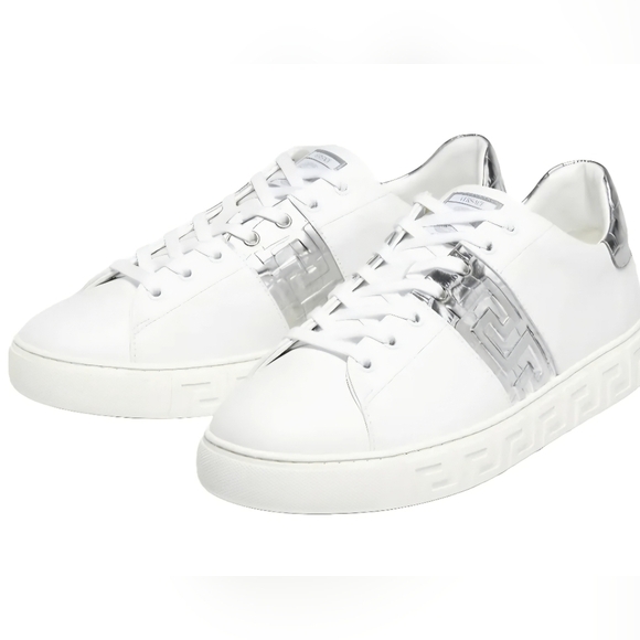 Versace Shoes - Versace Croc-Print Wht Silver Leather (Unisex) Snkers EU 40 /US Mens Sz 7 Wmns 9